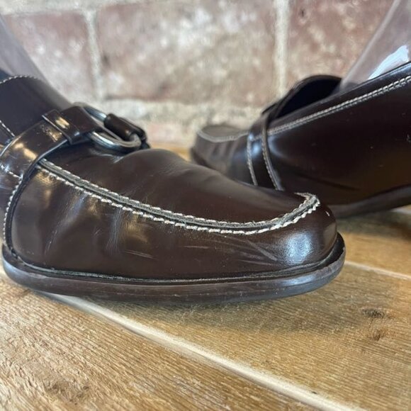 VTG 90's Y2K Coach Pump Brown Leather Block Heels W/ Silver Ring Accent Size 8.5 - Picture 7 of 9